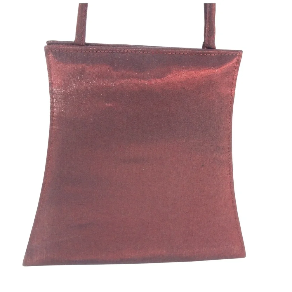 Sasha Evening Bag Women Burgundy Excellent Satin Braided Strap Flared Bag